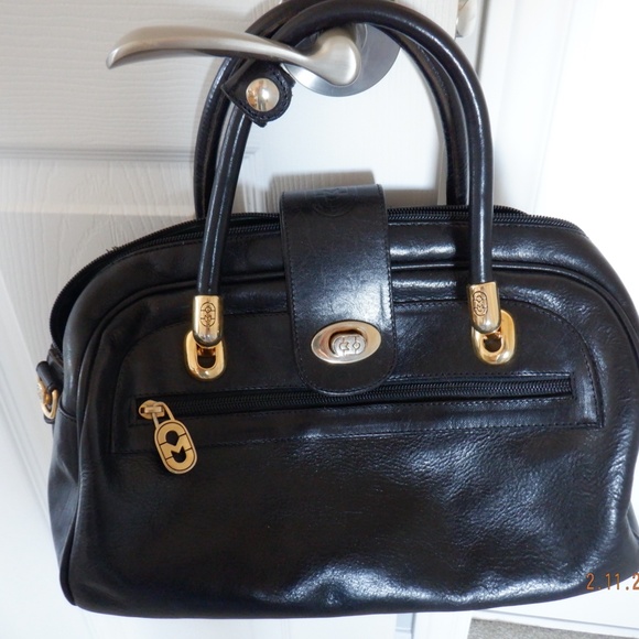 Marino Orlandi Handbags - MARINO ORLANDI purse satchel bag black leather